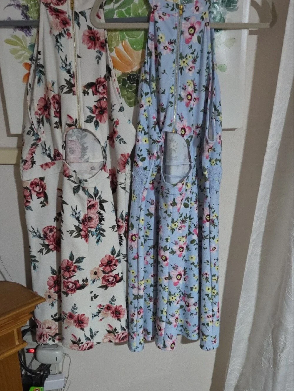 No Boundaries Floral Halter Romper Set in Blue & Cream